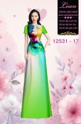 Vải áo dài hoa in 3D nền ombre