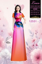 Vải áo dài hoa in 3D nền ombre