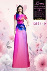 Vải áo dài hoa in 3D nền ombre