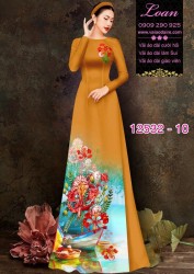 Vải áo dài hoa phượng đỏ