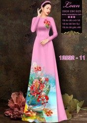 Vải áo dài hoa phượng đỏ