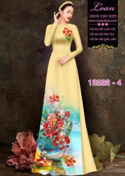 Vải áo dài hoa phượng đỏ