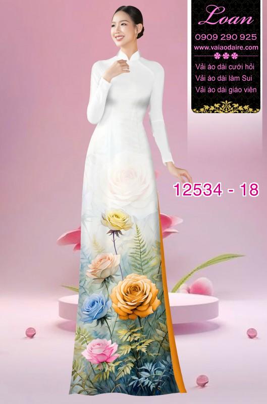 Vải áo dài hoa hồng in 3D Vải áo dài hoa hồng in 3D