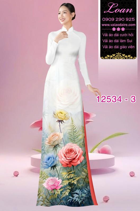 Vải áo dài hoa hồng in 3D Vải áo dài hoa hồng in 3D