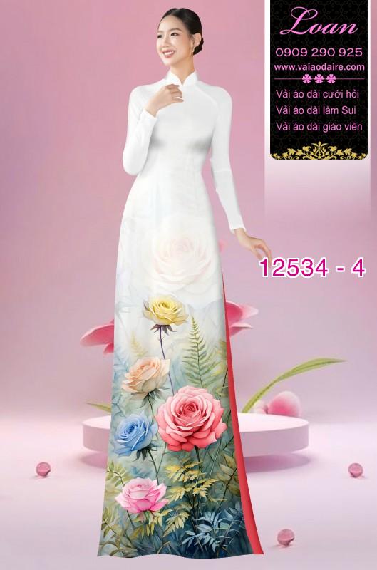 Vải áo dài hoa hồng in 3D Vải áo dài hoa hồng in 3D
