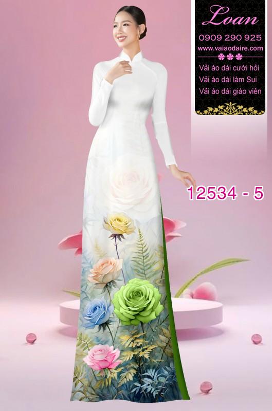 Vải áo dài hoa hồng in 3D Vải áo dài hoa hồng in 3D