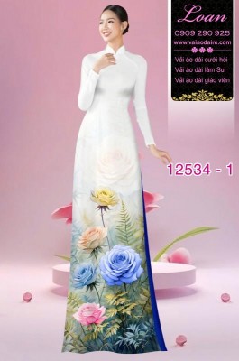 Vải áo dài hoa hồng in 3D-DT 12534