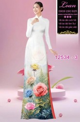 Vải áo dài hoa hồng in 3D