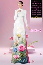 Vải áo dài hoa hồng in 3D