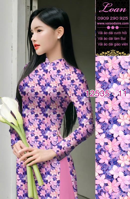 Vải áo dài hoa nhỏ nguyên áo