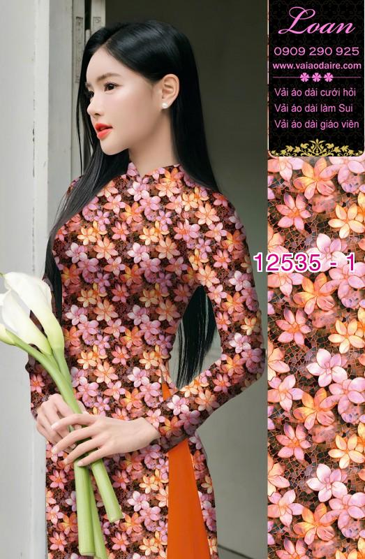 Vải áo dài hoa nhỏ nguyên áo