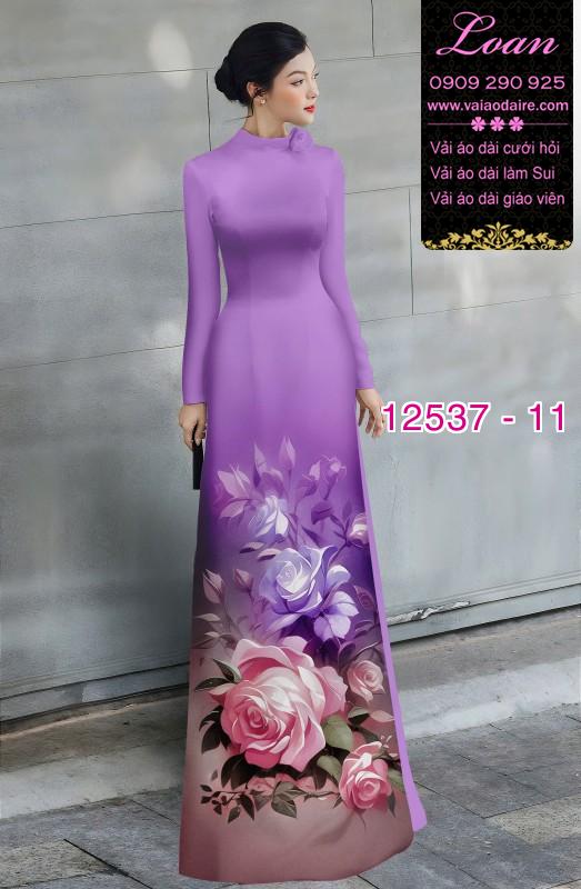 Vải áo dài hoa hồng in 3D Vải áo dài hoa hồng in 3D