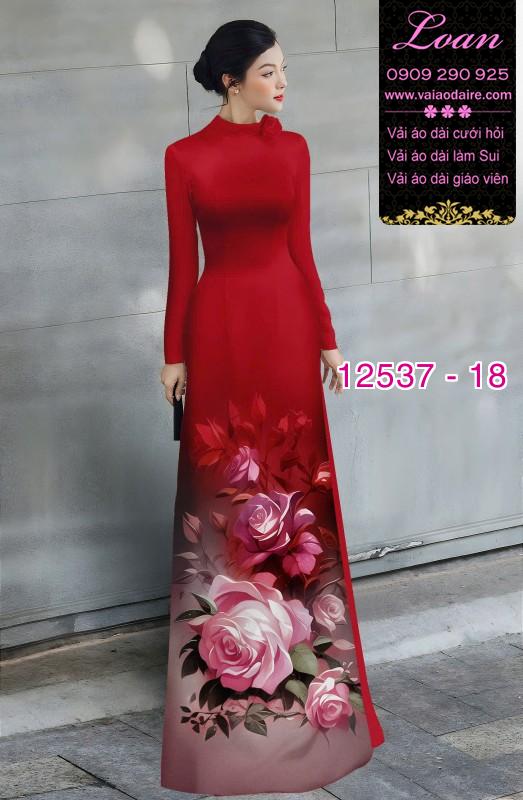 Vải áo dài hoa hồng in 3D Vải áo dài hoa hồng in 3D