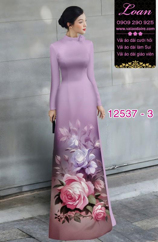 Vải áo dài hoa hồng in 3D Vải áo dài hoa hồng in 3D