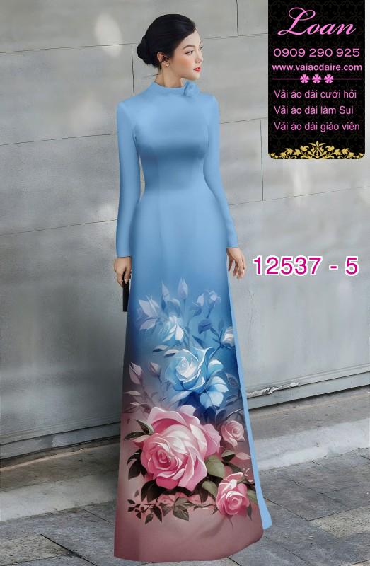 Vải áo dài hoa hồng in 3D Vải áo dài hoa hồng in 3D