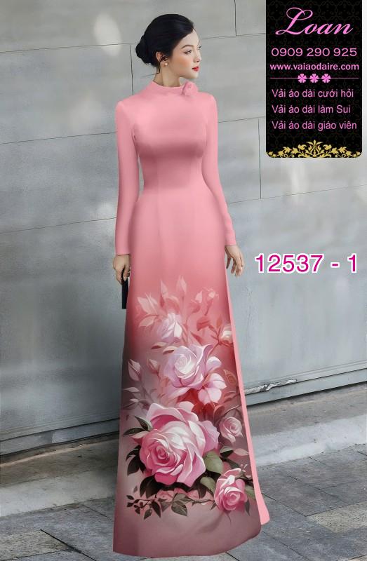 Vải áo dài hoa hồng in 3D Vải áo dài hoa hồng in 3D