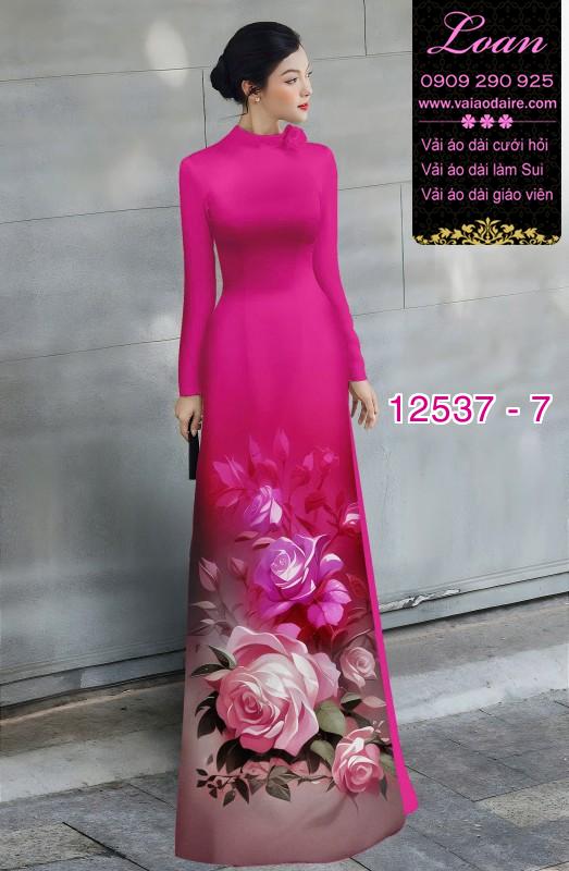 Vải áo dài hoa hồng in 3D Vải áo dài hoa hồng in 3D
