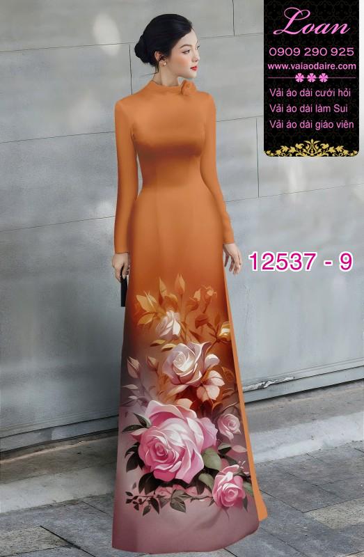 Vải áo dài hoa hồng in 3D Vải áo dài hoa hồng in 3D