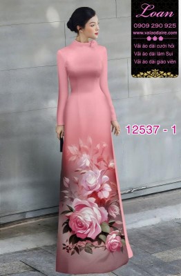 Vải áo dài hoa hồng in 3D-DT 12537