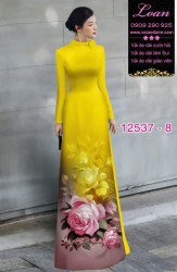 Vải áo dài hoa hồng in 3D