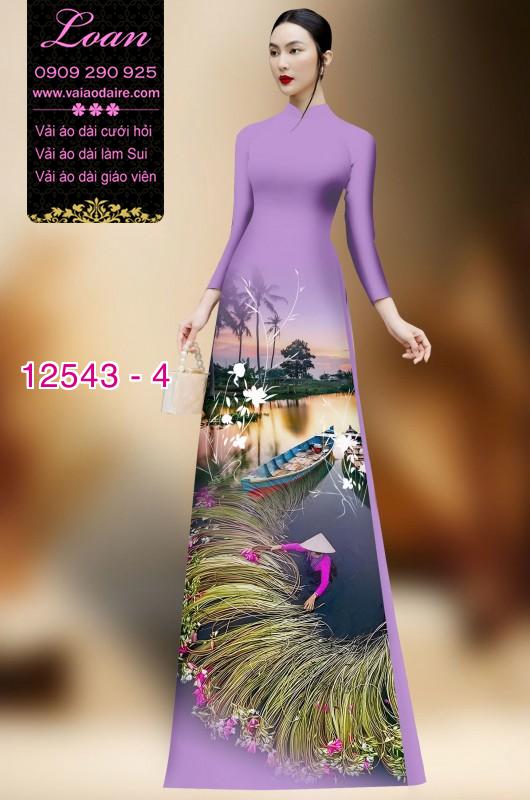 Vải áo dài hình nông dân Việt Nam