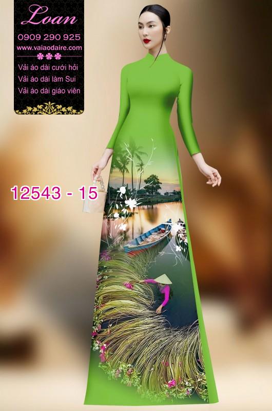 Vải áo dài hình nông dân Việt Nam