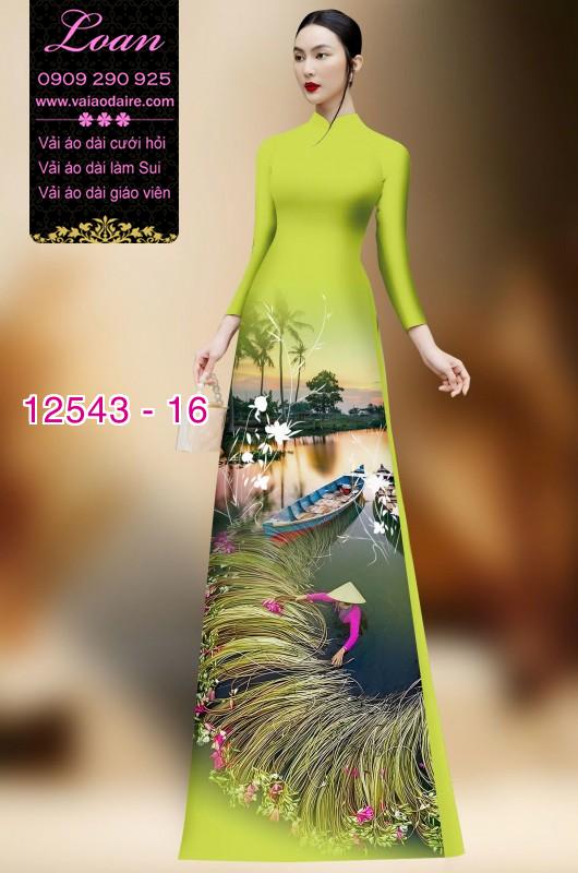 Vải áo dài hình nông dân Việt Nam