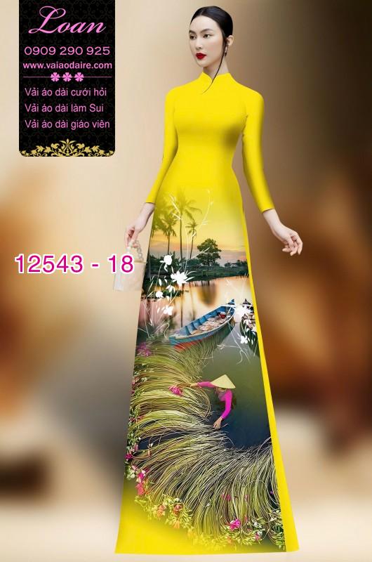 Vải áo dài hình nông dân Việt Nam