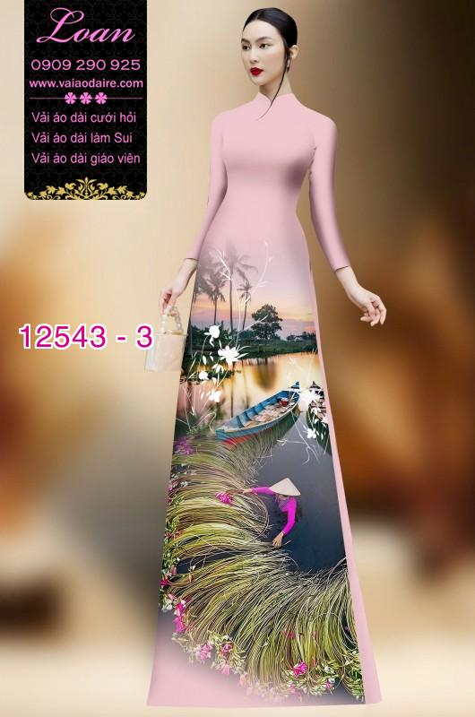 Vải áo dài hình nông dân Việt Nam
