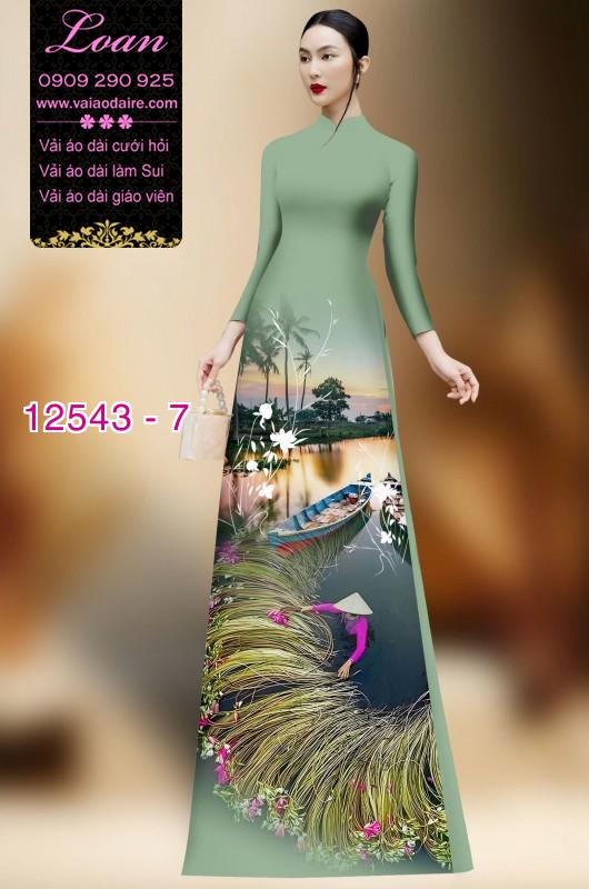 Vải áo dài hình nông dân Việt Nam