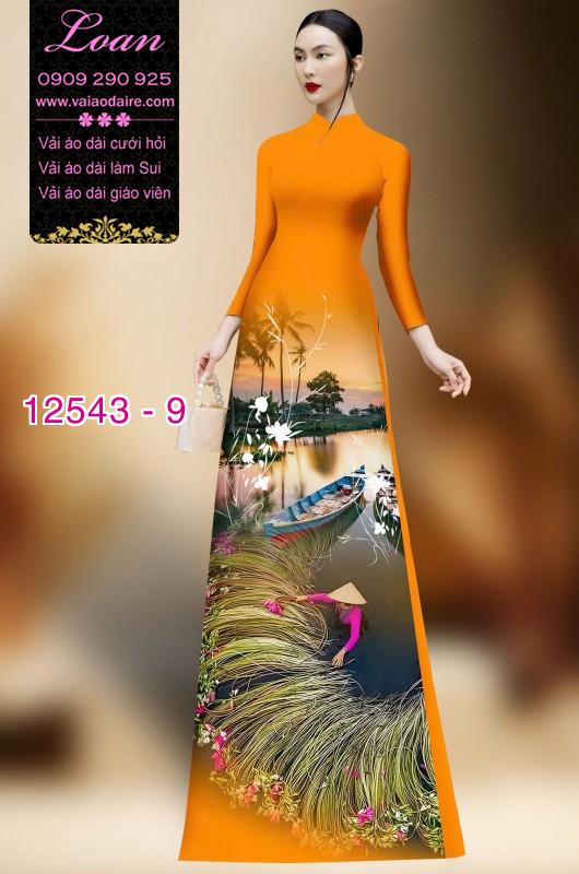 Vải áo dài hình nông dân Việt Nam
