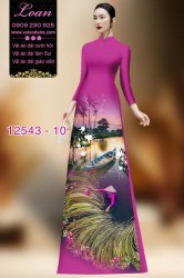Vải áo dài hình nông dân Việt Nam