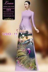 Vải áo dài hình nông dân Việt Nam