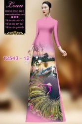 Vải áo dài hình nông dân Việt Nam