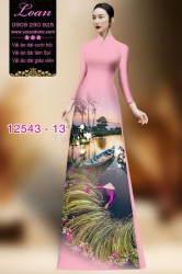Vải áo dài hình nông dân Việt Nam