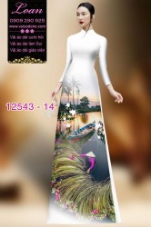Vải áo dài hình nông dân Việt Nam