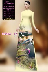 Vải áo dài hình nông dân Việt Nam