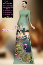 Vải áo dài hình nông dân Việt Nam