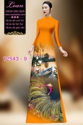 Vải áo dài hình nông dân Việt Nam