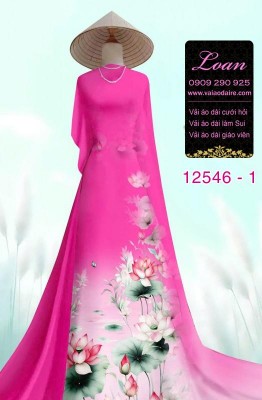 Vải áo dài hoa sen in 3D-DT 12546