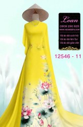 Vải áo dài hoa sen in 3D