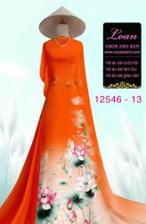 Vải áo dài hoa sen in 3D