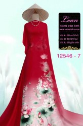 Vải áo dài hoa sen in 3D
