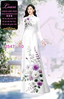 Vải áo dài hoa in 3D dễ thương-DT 12547