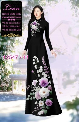 Vải áo dài hoa in 3D dễ thương-DT 12547