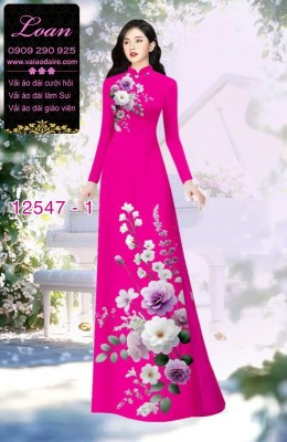 Vải áo dài hoa in 3D dễ thương-DT 12547