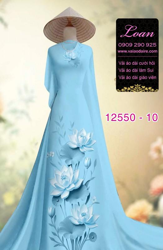 Vải áo dài hoa in sen 3D Vải áo dài hoa in sen 3D
