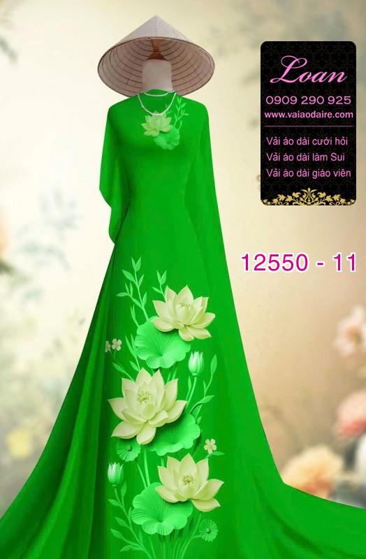 Vải áo dài hoa in sen 3D Vải áo dài hoa in sen 3D