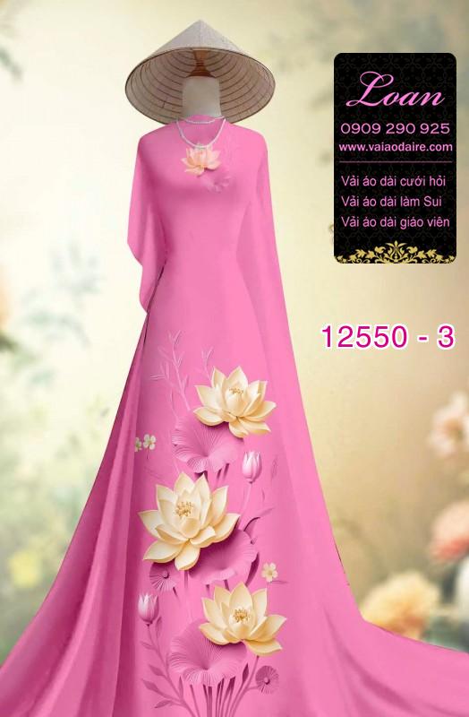 Vải áo dài hoa in sen 3D Vải áo dài hoa in sen 3D
