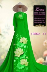 Vải áo dài hoa in sen 3D
